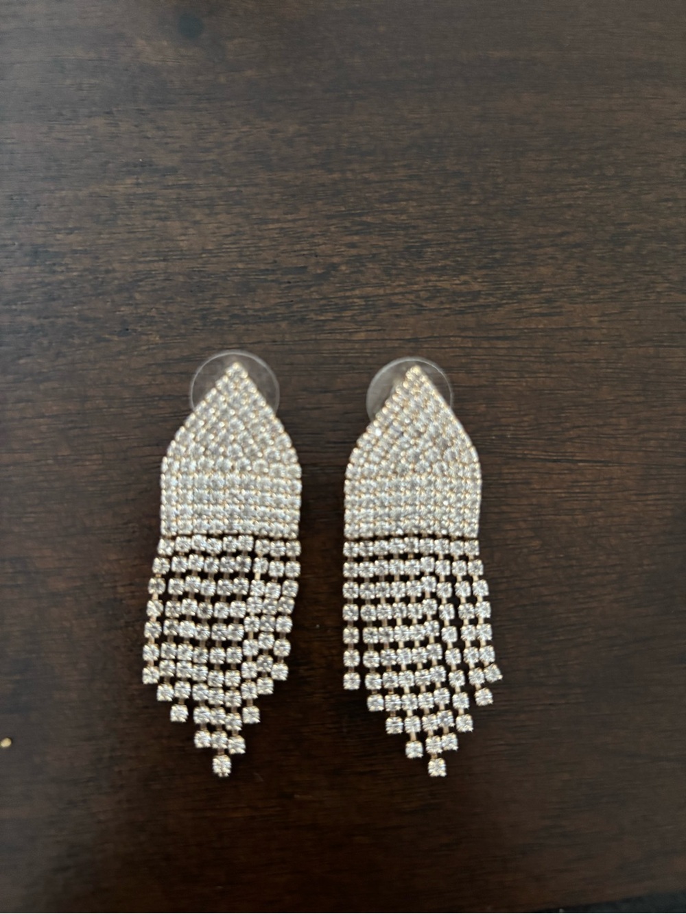 J. Crew Silver Crystal Fringe Drop Earrings